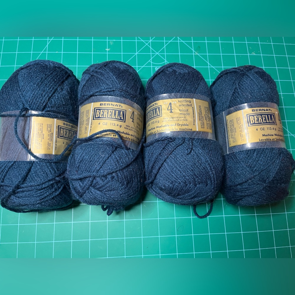 Bernat Berella navy blue acrylic yarn